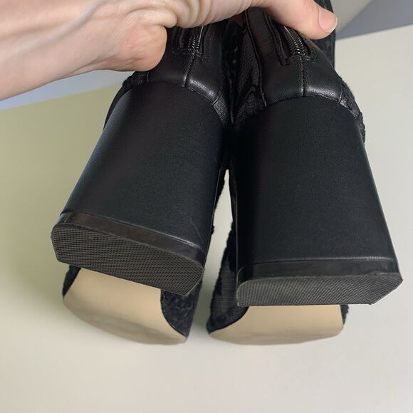 Ameri Vintage Sheer Embroidery Mesh Boots Black Floral Block Heel Size M US 7 - Picture 9 of 13